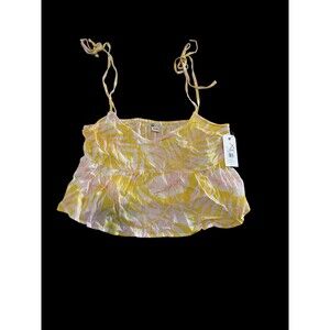 NWT Billabong Cropped Tank Top Yellow/white And Pink  Floral Size LG BoxAK